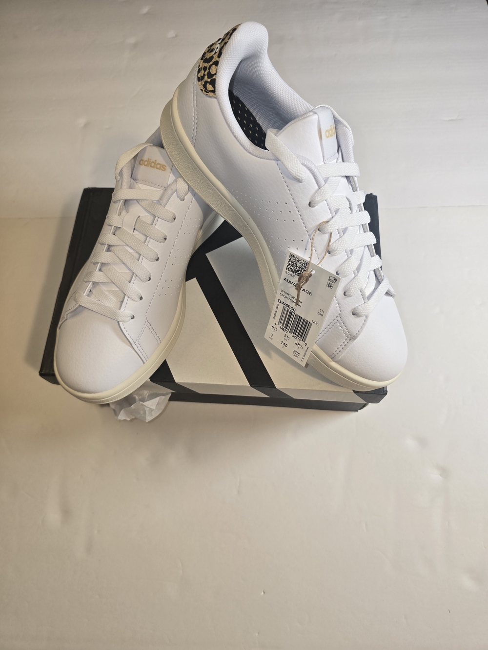 Adidas Women's White Sneakers with Leopard Accent